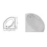 Buy Leena Corner Bathtub Size 130x130cm Acrylic in Dubai, AE