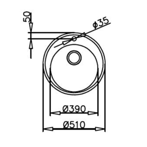 AXO Inset Sink with Matt Finish 510 MM