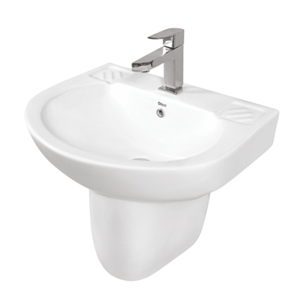 White Half Pedestal Wash Basin for Floor Mounting in Dubai